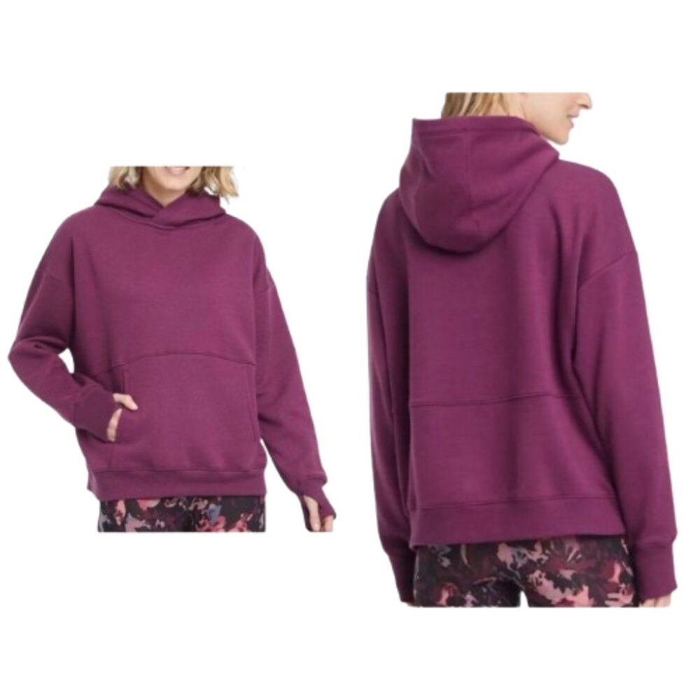All in Motion Purple Hoodie Pullover Sweatshirt Pockets Thumb Holes Cotton